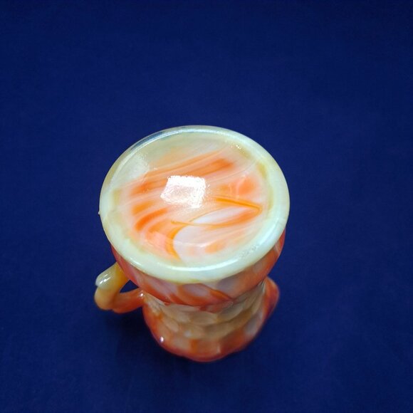 Vintage Kanawha Slag Glass Creamer Jug With Handle Orange & Yellow Decor - Picture 6 of 8